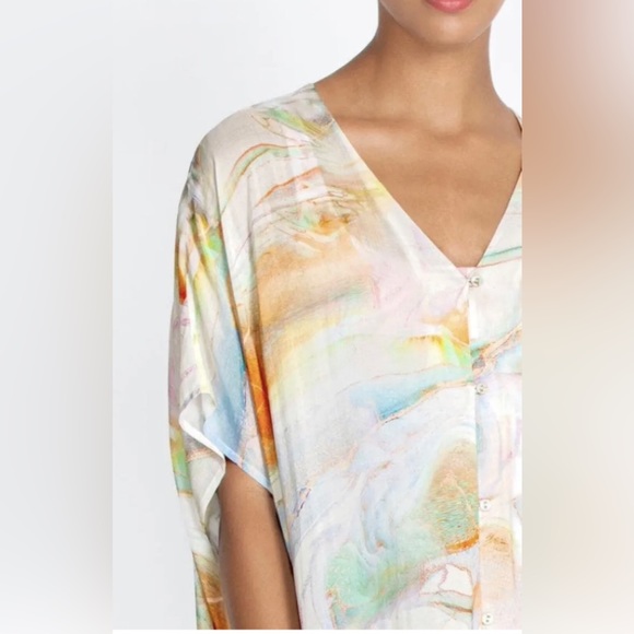 Calme by Johnny Was Marble Kaftan Dress Cover Up Cotton & Silk blend, size L/XL - Picture 5 of 9